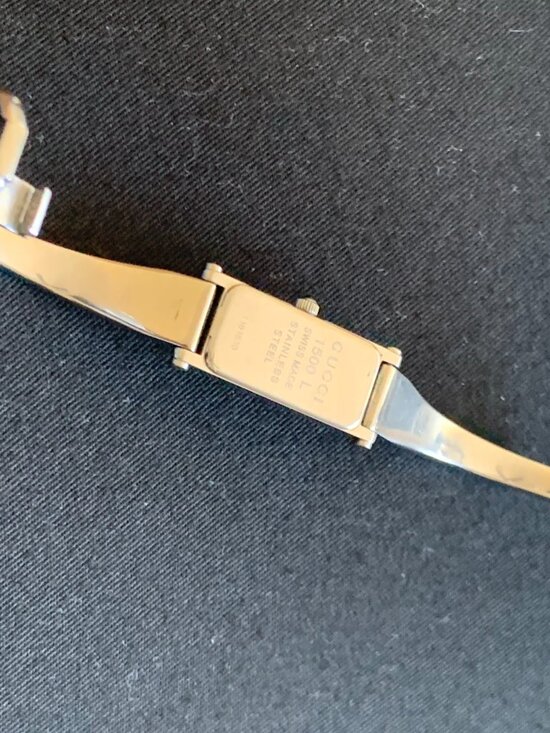 Gucci Vintage G Frame rectangle Silver watch black face main image 6